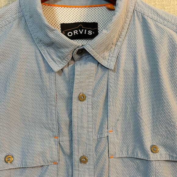 Orvis Vented Fishing Shirt Mens Large 4A38 Roll Up Sleeves Blue Outdoor Hiking - Picture 2 of 15